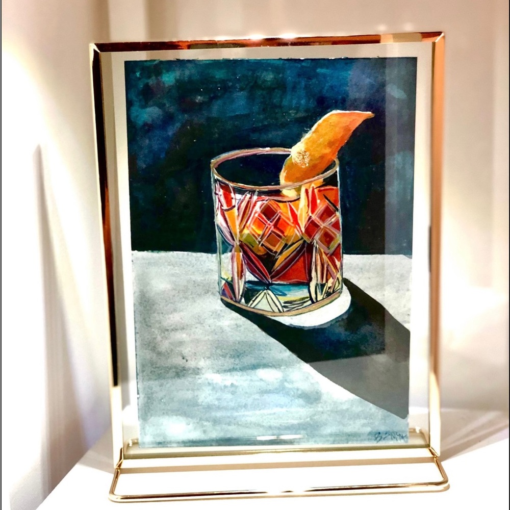 Original framed 8x10 handpainted cocktail art